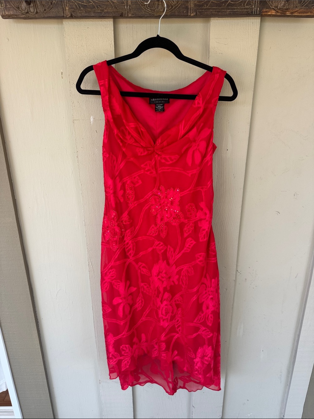 Leona Edminston red Floral Embroidered Cocktail Dress